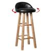 Breakfast Kitchen Counter Chairs Bar Stools Solid Wood Legs Barstools Thick Upholstery Seat with Footrest, Height 19.7"/23.6"/27.6"(Black) view 1