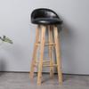 Breakfast Kitchen Counter Chairs Bar Stools Solid Wood Legs Barstools Thick Upholstery Seat with Footrest, Height 19.7"/23.6"/27.6"(Black) view 2