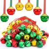 Sumind 72 Pieces Christmas Bell Necklaces Christmas Holiday Gold Green Red Xmas Jingle Necklaces Bell with Ribbons for Craft Gift Supplies Stocking Stuffers Accessories view 1