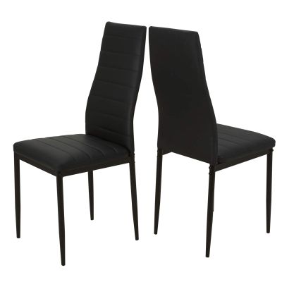 AOSGYA Modern Kitchen Dinning Room Chairs Set of 2, Ergonomically High Backrest Faux Leather Dining Chair w/Metal Frame Legs Upholstery Chairs (Black)