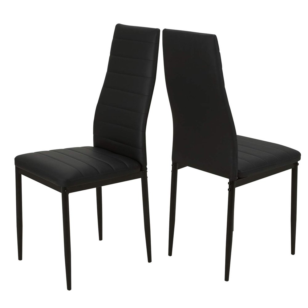AOSGYA Modern Kitchen Dinning Room Chairs Set of 2, Ergonomically High Backrest Faux Leather Dining Chair w/Metal Frame Legs Upholstery Chairs (Black)