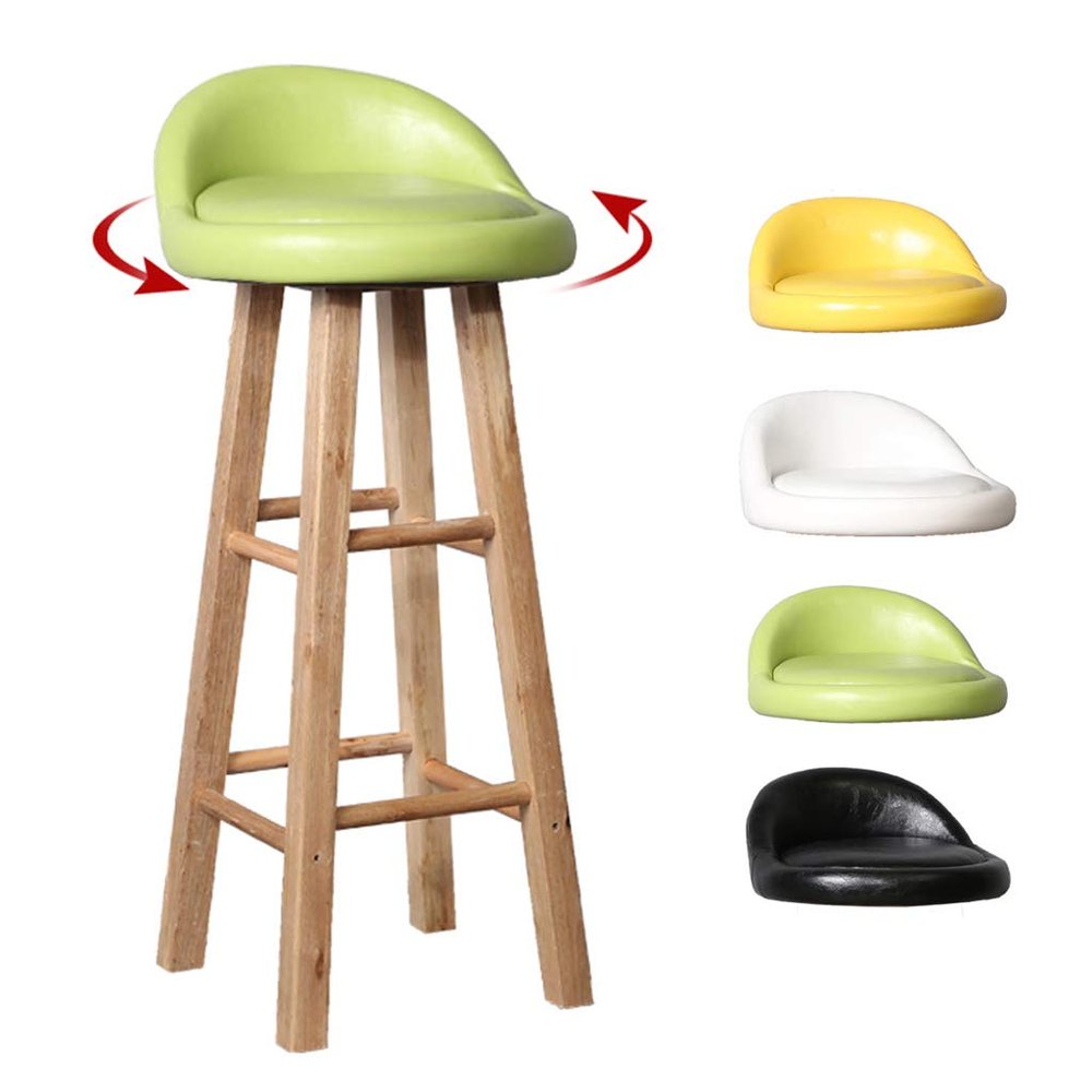 Bar Stools with Backs Solid Wooden Legs Comfortable Barstools Swivel Breakfast Kitchen Counter Chair/Seat Height 27.6" /4-Color Available
