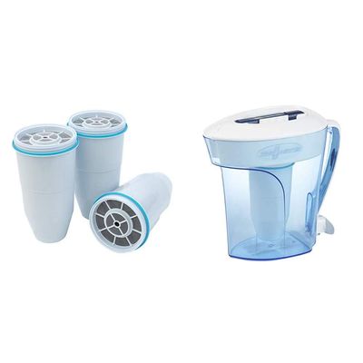 ZeroWater Official Replacement Filter 3-Pack + ZeroWater 10-Cup Ready-Pour Water Filter Pitcher