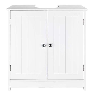 TITA-DONG Pedestal Sink Storage Cabinet,Bathroom Under Sink Storage Cabinet with Double-door/Adjustable shelf,White Wooden Freestanding Storage Cabinet - Bathroom Organizer Space Saver