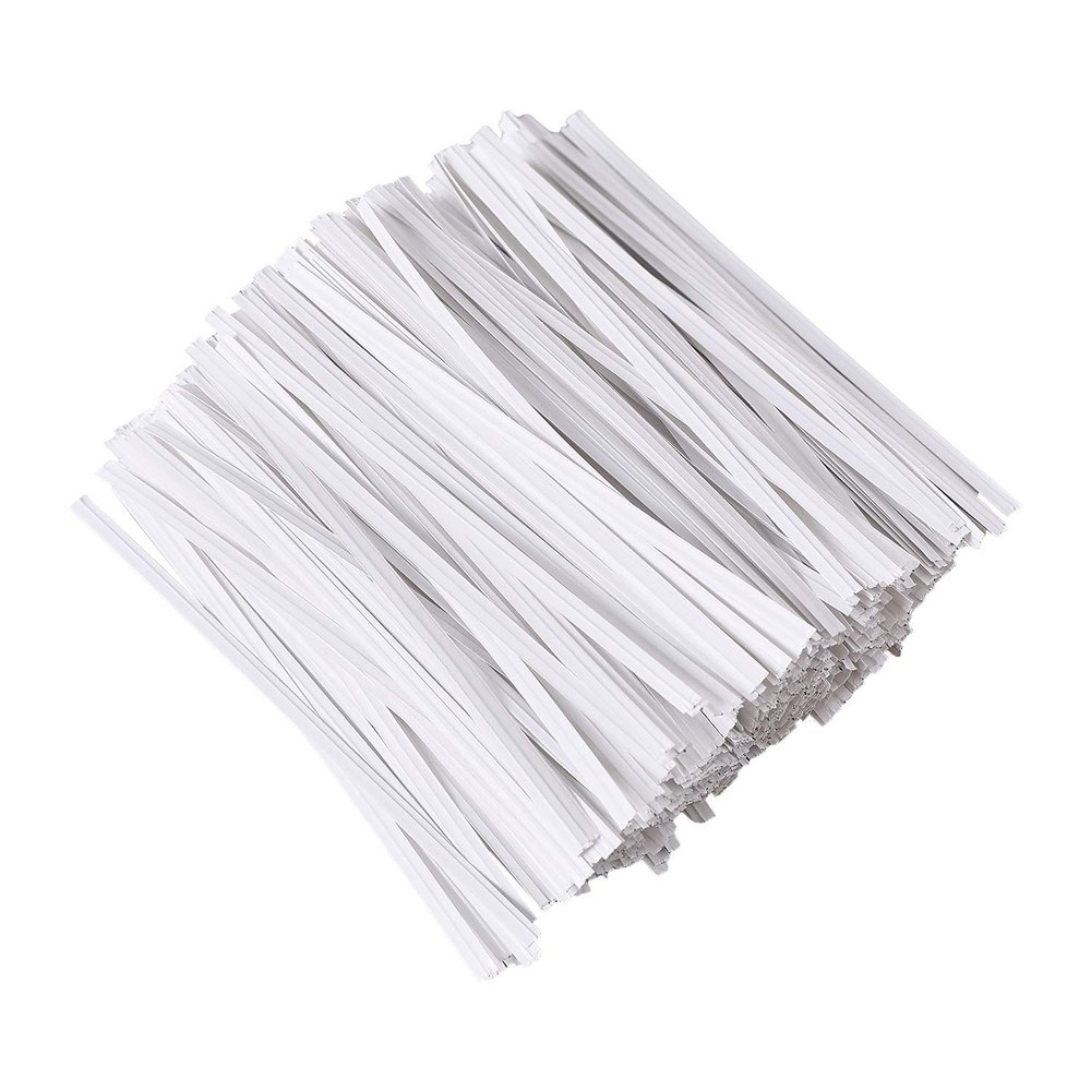 Tangyinrd 500 Pcs 5" White Paper Twist Ties Reusable Bread Ties, for Party Cello Candy Bread Coffee Bags Cake Pops