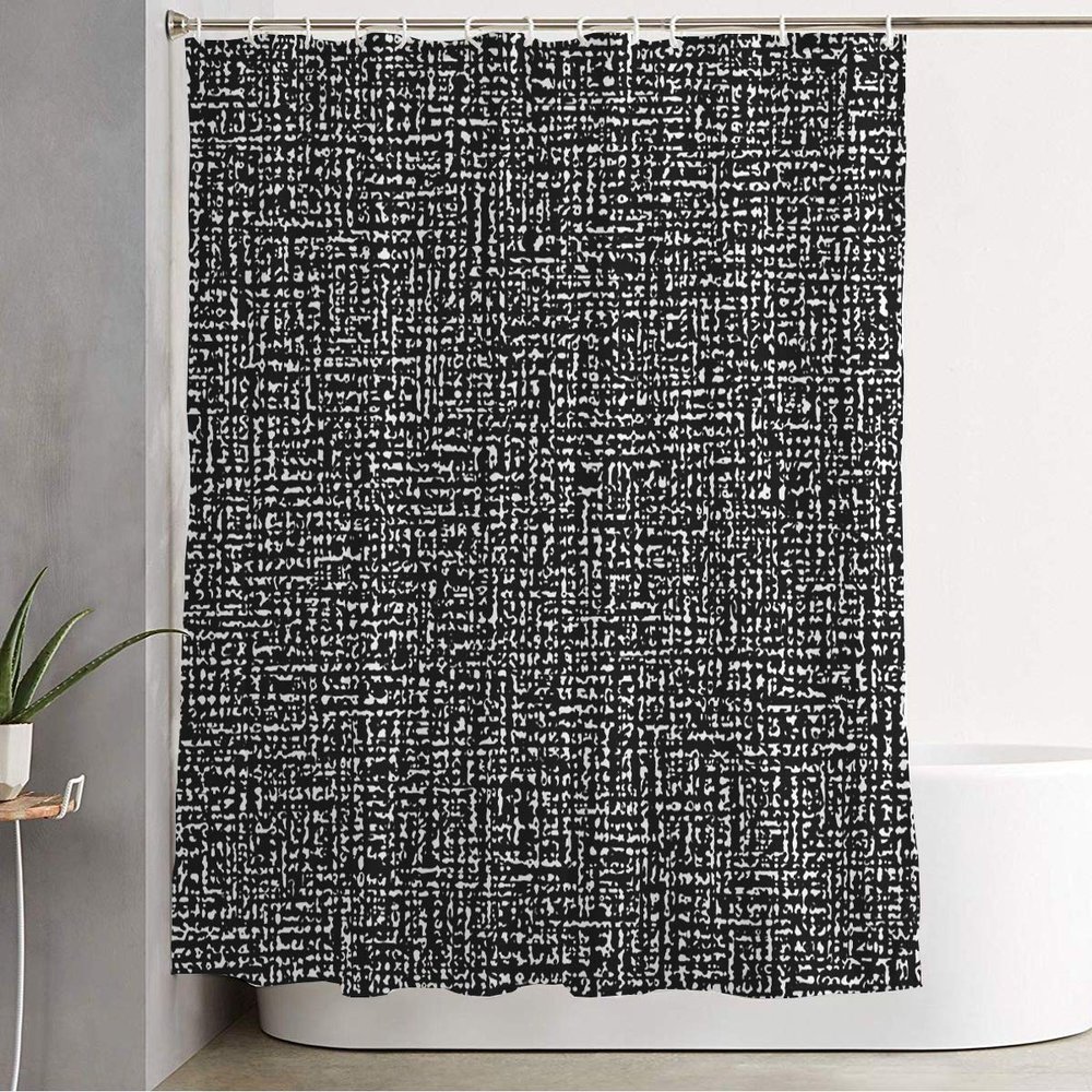 Staromia Bathroom Shower Curtain Abstract Woven Charcoal Plaid Black Noisy Melange Textured Texture Speckled Cover Textures Design Cute Shower Curtain Waterproof Bath Curtain with Hooks 60x72 Inch