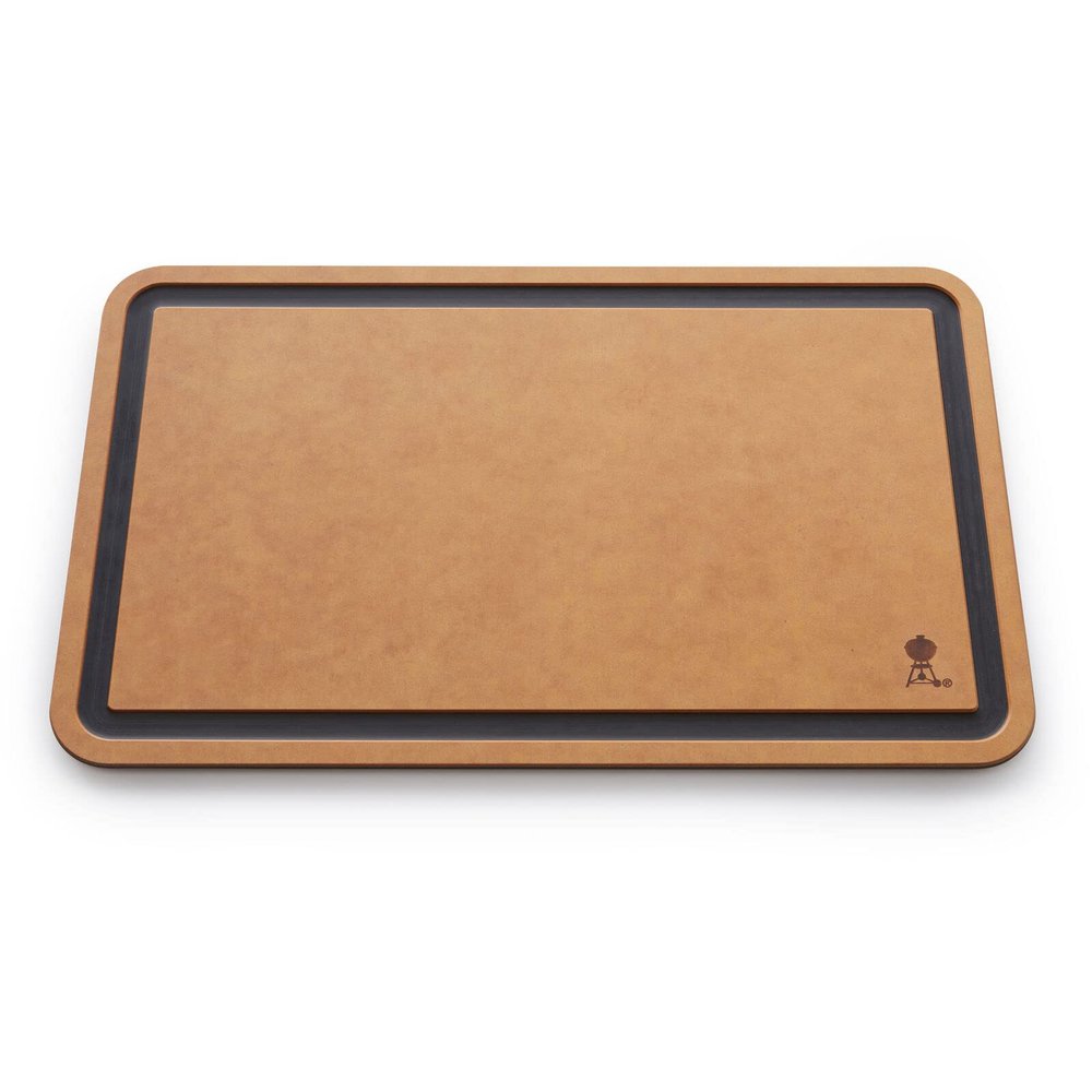 Weber Cutting Board, Brown DishwasherSafe Cutting Board with Juice Grooves for Grill Prep & Serving