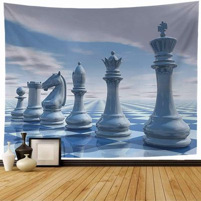 Staroapr Tapestry Wall Hanging Blue Nobody Leisure with Chess Sky Move Render Marketing Abstract Landscape Piece Power Textures Home Decorations for Bedroom Dorm Decor 80x60 Inch