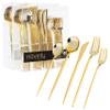 Novelty Modern Flatware Cutlery Disposable Plastic Combo Set 80 Count Luxury Gold, Service for 16 view 1