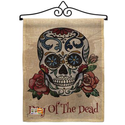 Ornament Collection Day of The Dead Garden Flag Set Wall Hanger Fall Dia De Los Muertos Fiesta Mexican Party Autumntime House Decoration Banner Small Yard Gift Double-Sided, Thick Burlap, Made in USA