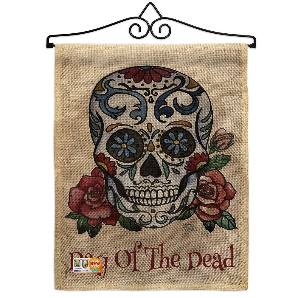 Ornament Collection Day of The Dead Garden Flag Set Wall Hanger Fall Dia De Los Muertos Fiesta Mexican Party Autumntime House Decoration Banner Small Yard Gift Double-Sided, Thick Burlap, Made in USA