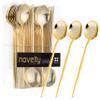 Novelty Modern Flatware, Cutlery, Disposable Plastic Teaspoons/Dessert Spoon Luxury Gold 32 Count view 1