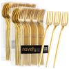 Novelty Modern Flatware, Cutlery, Disposable Plastic Salad forks Luxury Gold 64 Count view 1