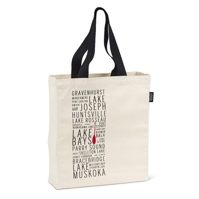 Abbott Collection 1356-MUSKOKA-TOTE Muskoka Names Tote Bag, 20x28 inches L, White/Black