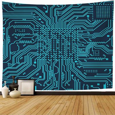 Starocha Tapestry High Tech Motherboard Wall Art, Computer Circuit Wall Tapestry, 80x60 Inch, Bedroom Decor