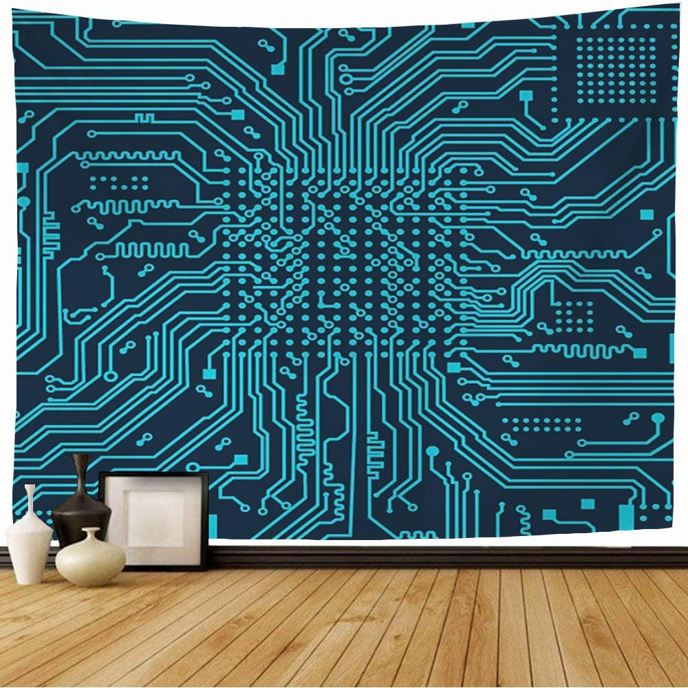 Starocha Tapestry High Tech Motherboard Wall Art, Computer Circuit Wall Tapestry, 80x60 Inch, Bedroom Decor