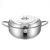 TIYOORTA Deep Frying Pan,Japanese Style Deep Frying Pot Thermometer Tempura Fryer Pan Temperature Control Fried Chicken Pot Cooking Tools Kitchen Utensil (24CM) view 1