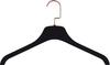 Black Rubber Coated Plastic Top Hanger with Rose Gold Flat Hardware in 16.5" Length X 7/16" Thick, Box of 50 view 1