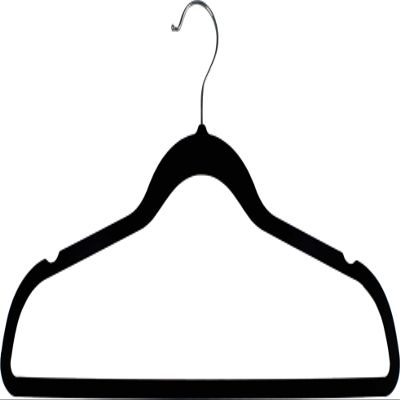 Black Rubber Coated Suit Hanger with Notches and Chrome Hardware in 17 3/4" Length X 1/8" Thick, Box of 50