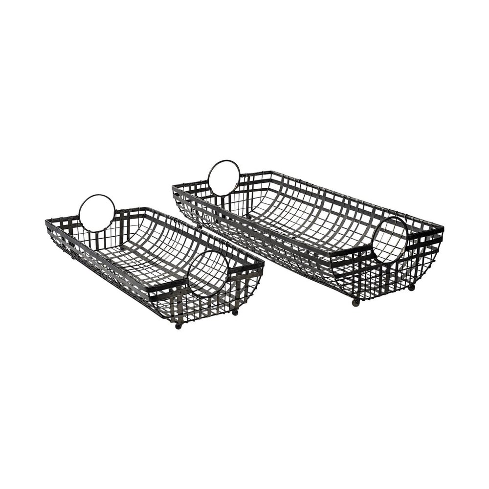 Mercana Furniture and Decor Kenneth (Set of 2) 24L x 12W Gray Metal Baskets