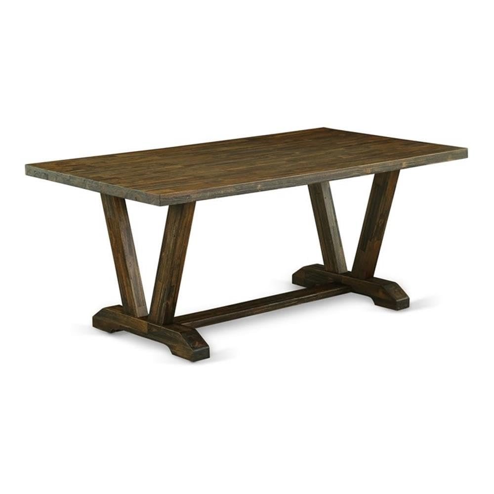 East West Furniture VT777 V-Style Dining Room Table - a Rectangle Solid Wood Table Top with Stylish Legs, 40x72 Inch, Distressed Jacobean