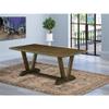 East West Furniture VT777 V-Style Dining Room Table - a Rectangle Solid Wood Table Top with Stylish Legs, 40x72 Inch, Distressed Jacobean view 2