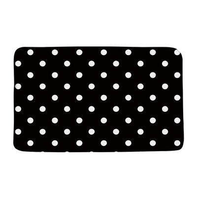 AMFD Black White Bath Mat Vintage Abstract Polka Dot Cute Monochrome Bathroom Shower Mat Kitchen Rug Microfiber Memory Foam,18x30 Inch