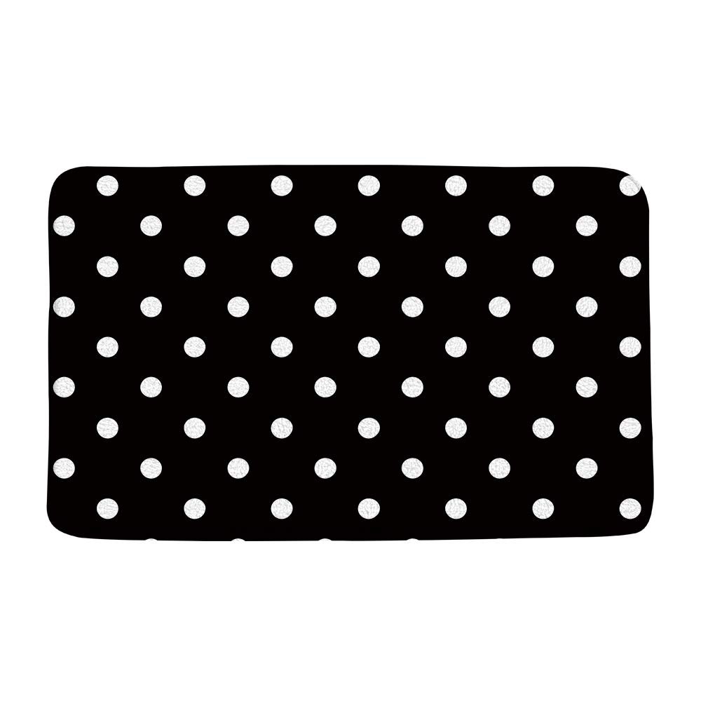AMFD Black White Bath Mat Vintage Abstract Polka Dot Cute Monochrome Bathroom Shower Mat Kitchen Rug Microfiber Memory Foam,18x30 Inch