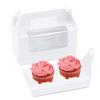 20 Pcs Cupcake Boxes, 2 Holders Cupcake Containers Muffins Cupcakes Carriers Holder Pastry Containers Favor Candy Treat Boxs Bakery Boxes with Window & Handle for Wedding Birthday Party (White) view 1