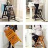CGF-Stands 3 Step Folding Step Wooden Ladders Foot Stools Wood Folding Step Stool for Adults and Kids Indoor Folding Stepladder Portable Shoe Bench/Flower Rack view 3