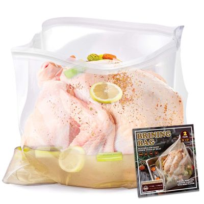 Brining Bag, 26"22", 2 Pack, Extra Large Turkey Brine Bag with 2 Strings and 2 Larger Clips, Thickened materials, Double Track Zippers Brine Bags, Brining Bags for Turkey, Ham, Beef, Marinade