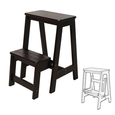 CGF-Stands 2 Step Ladder Wooden Shelf Lightweight Folding Foot Stools Wood Folding Step Stoolfor Home and Kitchen Space Saving Stepladder Portable Shoe Bench/Flower Rack