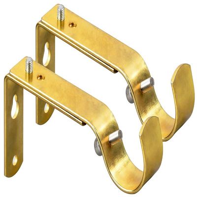 Adjustable Curtain Rod Bracket Or Rod Holder - for 1 or 1 1/8 Inch Rods-(Gold,Set of 2)