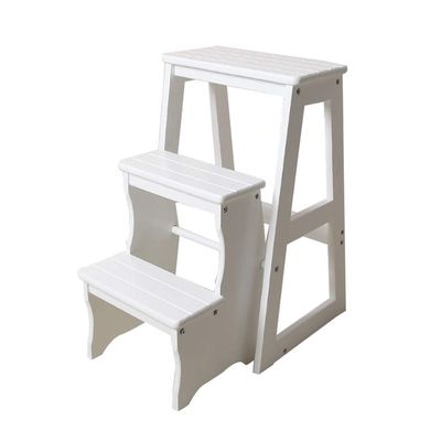 CGF-Stands Wooden 3 Step Foot Stools Ladder Folding Step Stool Stepladders Home and Kitchen Step Ladder Sturdy Ladders 300lbs Capacity Space Saving (3 Colors)