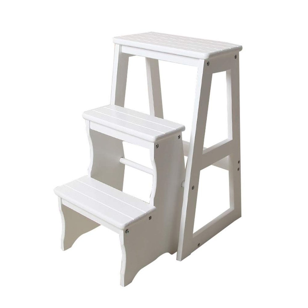 CGF-Stands Wooden 3 Step Foot Stools Ladder Folding Step Stool Stepladders Home and Kitchen Step Ladder Sturdy Ladders 300lbs Capacity Space Saving (3 Colors)