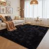 junovo Washable, Non-Slip Area Rug, Ultra Soft Area Rugs 6x9 Feet Fluffy Carpets for Bedroom Kids Girls Boys Baby Living Room Shaggy Floor Nursery Rug Home Bedroom Mats, Black view 1