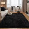 junovo Washable, Non-Slip Area Rug, Ultra Soft Area Rugs 6x9 Feet Fluffy Carpets for Bedroom Kids Girls Boys Baby Living Room Shaggy Floor Nursery Rug Home Bedroom Mats, Black view 2