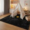 junovo Washable, Non-Slip Area Rug, Ultra Soft Area Rugs 6x9 Feet Fluffy Carpets for Bedroom Kids Girls Boys Baby Living Room Shaggy Floor Nursery Rug Home Bedroom Mats, Black view 4