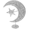OSALADI Wrought Iron Christmas Tree Topper Glittering Star and Moon Treetop Home Decor Party Supplies,Silver 20cm view 1