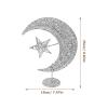 OSALADI Wrought Iron Christmas Tree Topper Glittering Star and Moon Treetop Home Decor Party Supplies,Silver 20cm view 2