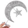 OSALADI Wrought Iron Christmas Tree Topper Glittering Star and Moon Treetop Home Decor Party Supplies,Silver 20cm view 4