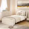 KLMM Wood Platform Twin Bed Frame with Storage Drawer/Wood Slat Support/Headboard/Footboard, No Box Spring Needed (White) view 1
