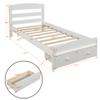 KLMM Wood Platform Twin Bed Frame with Storage Drawer/Wood Slat Support/Headboard/Footboard, No Box Spring Needed (White) view 2