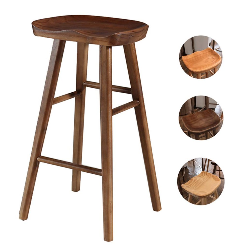 WRRAC-Chair Wood Seat Counter Stool Backrest Bar Chairs with Footrest Seat Height 55/65/75cm for Kitchen Pub Caf Bistro Home Barstools