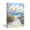 Abstract Beach Picture Wall Art: Sandy Path to Ocean with Sea Grass Artwork Painting for Bedroom (16'' x 12'' x 1 Panel) view 1