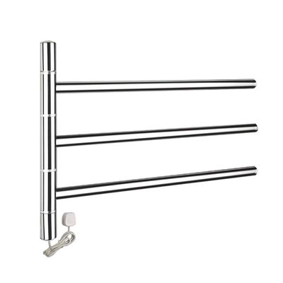GLYYR Electric Towel Warmer, Chrome Heated Towel Rack with 3 Swing Bars 304 Stainless Steel Electric Drying Rack Wall Mounted Folding Arm Swivel Hanger for Bathroom, 5645cm,Hardwired