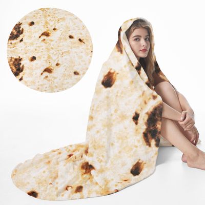 Admitrack Burrito Tortilla Blanket 80in, Double Sided Super Soft Flannel Throw, Gag Novelty Tortilla White Elephant Gift for Christmas Adults Kids Couples Parties