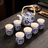 Blue and white retro handle pot tea set ceramic Chinese household teapot teacup view 2