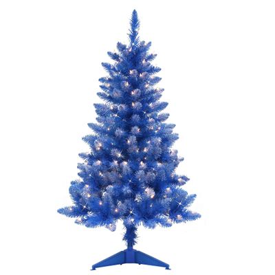 Pre-lit Medium Blue Pine Artificial Christmas Tree - 4' - Clear Lights