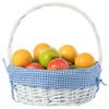 White Round Willow Wicker Gift Basket with Blue Gingham Liner & Handle, Medium  Decorative Foraging, Picnic, Storage Basket view 4